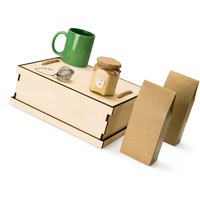 Продуктовый набор подарочный керамический TEA DUO DELUXE: кружка, крем-мед, чай черный и зеленый, ситечко для чая в подарочной коробке