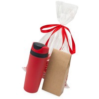 Набор подарочный красный из пластика MATTINA PLUS: кофе зерновой, термокружка